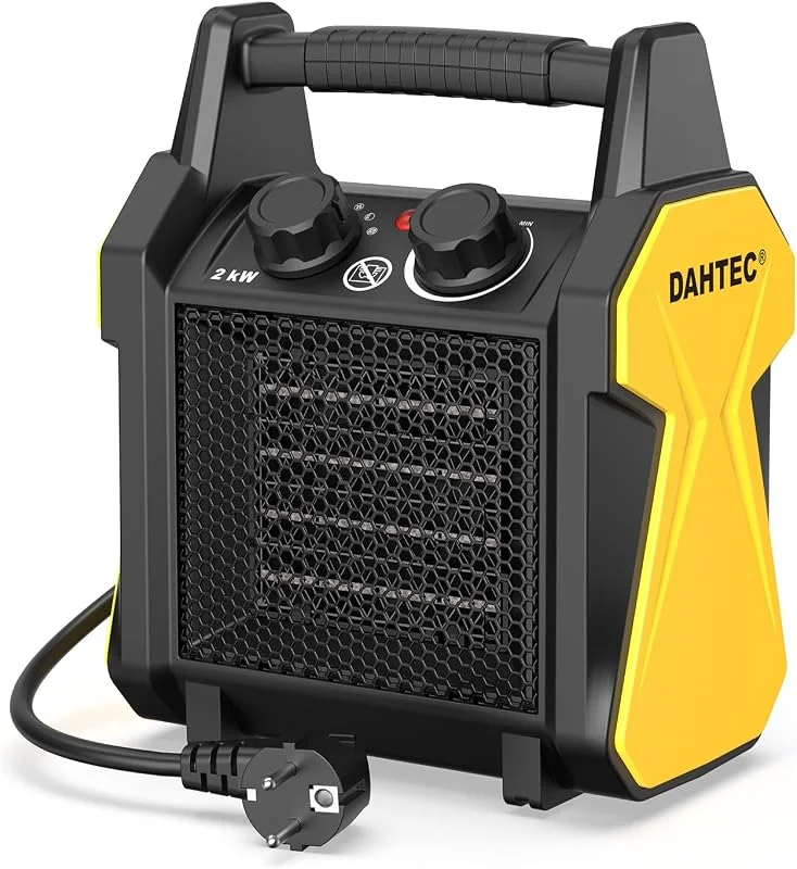 DAHTEC Termoventilatore Ceramico 2000W - Mini Compatto Stufa Elettrica - Protezione dal Ribaltamento & Termostato - per Casa, Bagno o Officina — Riscaldamento