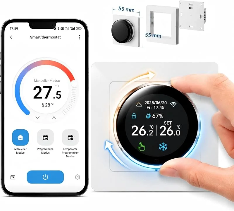 Termostato caldaia wifi intelligente 3A, termostato ambiente programmabile con display italiano, cronotermostato wifi compatibile con Alexa, Google Home, Tuya Smart Life, risparmio energetico — Riscaldamento