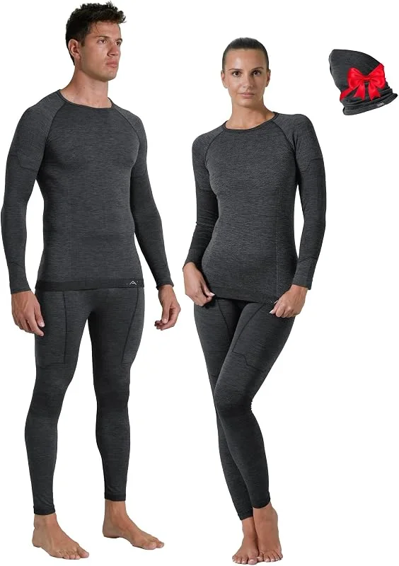 Risalti Tuta Termica Uomo Donna Lana Merino - Completo Maglia Termica e Calzamaglia Unisex in Merino con Scaldacollo Omaggio, Intimo Seamless, Traspirante e Termoregolante Estremo – Made in Italy — Abbigliamento riscaldato