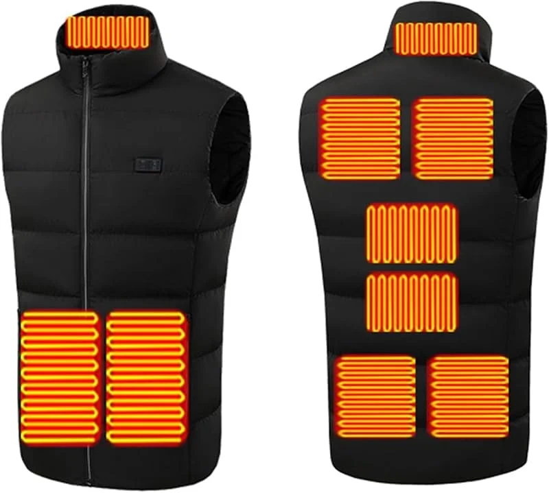 Gilet riscaldato for Donna, Gilet riscaldato Leggero con 3 impostazioni di Calore, 15 Zone di Riscaldamento Regolabili, Batteria Non Inclusa.(9 Zones Noir, 3XL) — Abbigliamento riscaldato