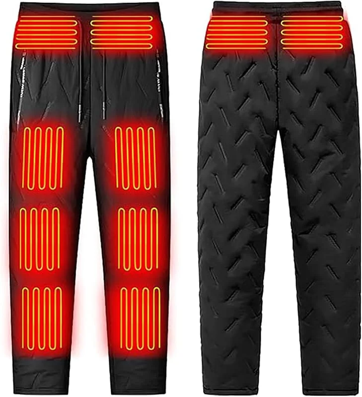Pantaloni riscaldati da uomo con sistema di riscaldamento USB, per attività all'aperto, pantaloni da jogging termici con tasche con cerniera, pantaloni invernali per tutti i giorni, sportivi, caldi — Abbigliamento riscaldato