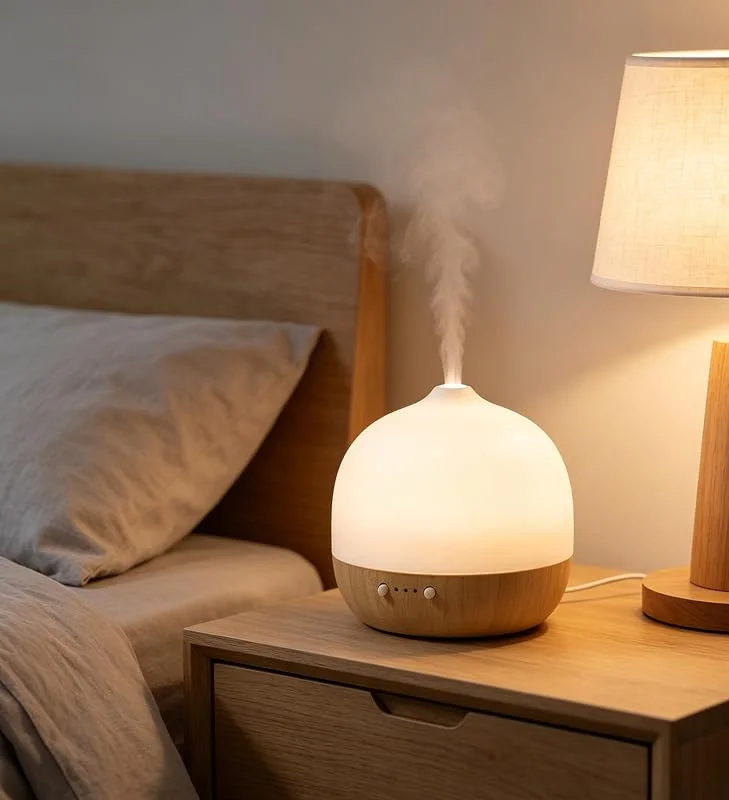 Diffusore di aromi, diffusore di oli essenziali a ultrasuoni da 2, 4 MHz, in ceramica, con umidificatore e luce notturna, spegnimento automatico, senza BPA, silenzioso, ideale per camera da letto