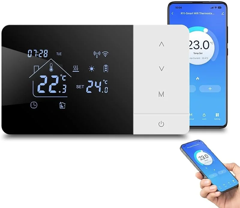 Termostato intelligente WiFi, per app Tuya Regolatore di temperatura programmabile per caldaie a gas, compatibile con controllo vocale Alexa, con blocco bambini, intelligente Termostato Ambiente da Parete — Riscaldamento