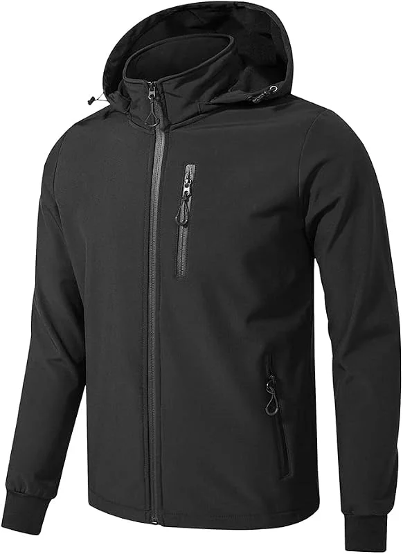 TONY BACKER Giacca Jacket Uomo In Softshell Impermeabile Antivento con Cappuccio Giubbotto Caldo Per Trekking Casual 6860 — Abbigliamento riscaldato