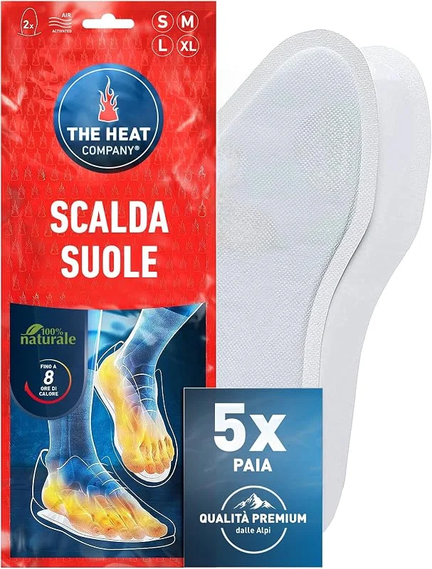 THE HEAT COMPANY Scalda-Suole - 5, 10 o 30 Paia - Extra Caldo - Scaldapiedi - 8 Ore Piedi Caldi - Pronti all'Uso - autoriscaldante - Puro Naturale – Small, Medium, Large, X-Large — Abbigliamento riscaldato
