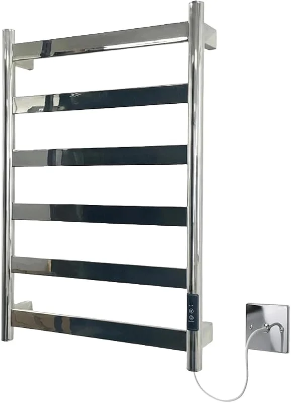 Manissa FALA - Asciugamano elettrico a tubo piatto, in acciaio inossidabile, 500 mm di larghezza x 700 mm, finitura in acciaio inox a risparmio energetico — Riscaldamento