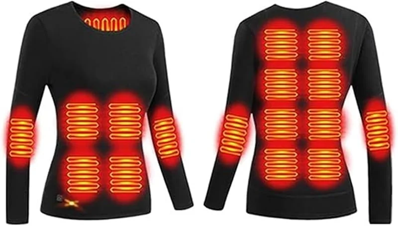 Intimo riscaldato 16 Zone di Riscaldamento con 3 impostazioni di Temperatura Top Termico USB for Caccia allo Sci all'aperto(WomenBlack, XL) — Abbigliamento riscaldato