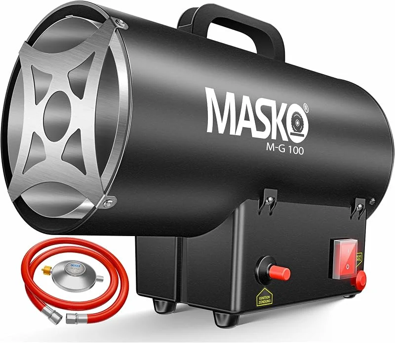 MASKO® Termoventilatore a Gas Riscaldatore 10 KW generatore d'Aria Calda con Tubo del Gas Nero — Riscaldamento