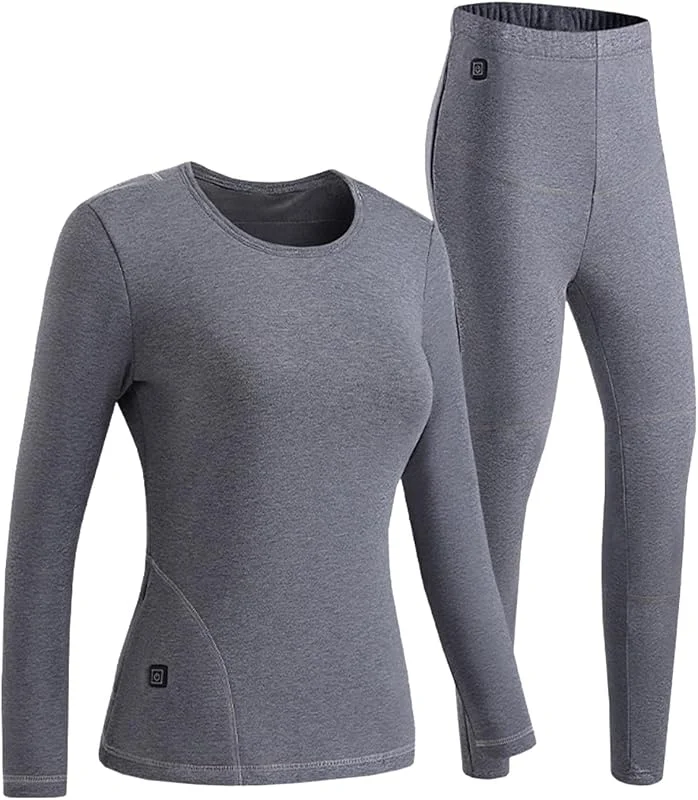 Generisch Set di biancheria intima termica USB da donna, in cotone felpato, resistente all'inverno, zone di riscaldamento resistente al freddo, tessuto riscaldante intelligente — Abbigliamento riscaldato