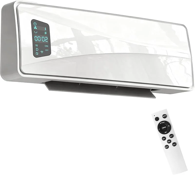 HOMCOM Termoventilatore da Parete 2000W, 3 Modalità, Termostato, Bianco — Riscaldamento