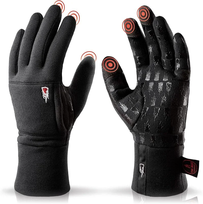 THE HEAT COMPANY - Merino Liner Pro - Guanti Interni Morbidi in Lana Merino - Qualità Premium - Touchscreen per Donne e Uomini - Sportivi - Nero — Abbigliamento riscaldato