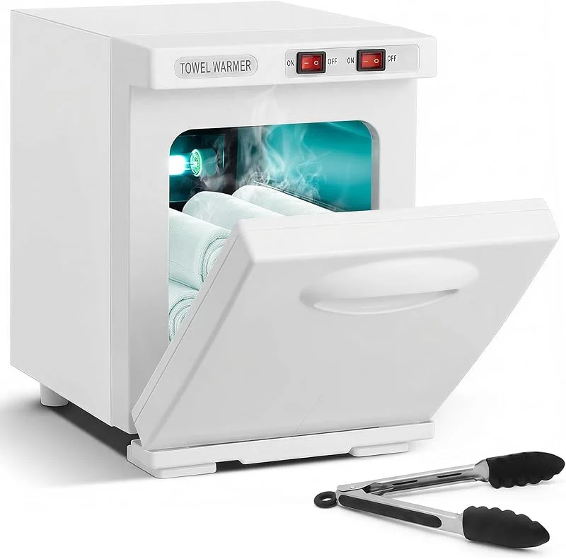 Scaldasalviette elettrico 5L con sterilizzazione UV – asciugamano caldo sterilizzatore gabinetto per spa, parrucchiere e casa, riscaldamento rapido a 176°F, riduzione del 99%, con clip per asciugamani