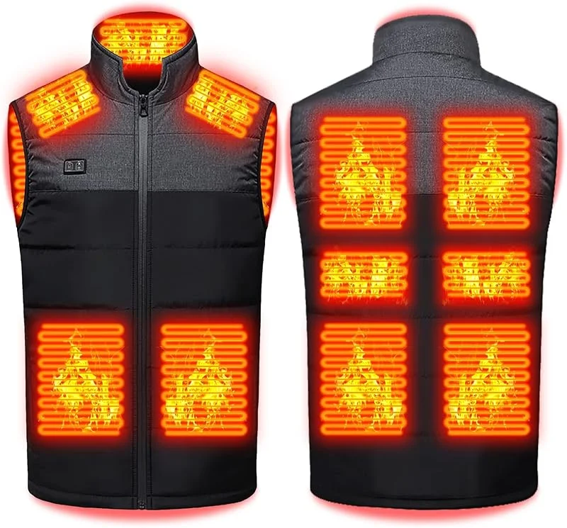 Gilet riscaldato per uomo e donna, giacca ricaricabile elettrica USB 11 gilet riscaldanti per pesca caccia — Abbigliamento riscaldato