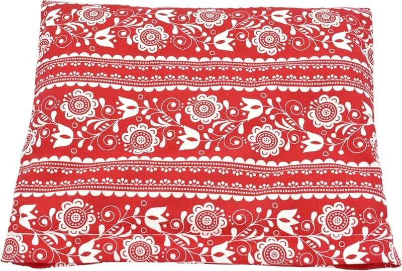 Cuscino termico ai chicchi di grano 19×18 cm – dispositivo medico di classe I CE in cotone, imbottitura naturale in grano, applicazione caldo & freddo, motivo folkloristico rosso e bianco — Riscaldamento