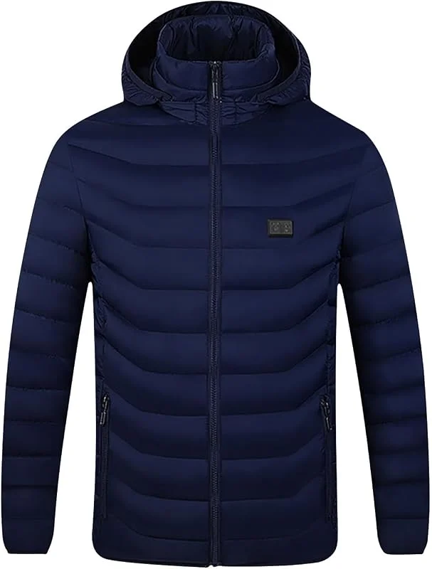 Giacca Riscaldata per Uomo Donna Cappotto Tinta Unita in Cotone 15-17 Zone Riscaldamento a Doppi Controlli Giubbotto Termico Riscaldato Elettrico con USB Invernale Giubbottos Zip Unisex Oversize — Abbigliamento riscaldato