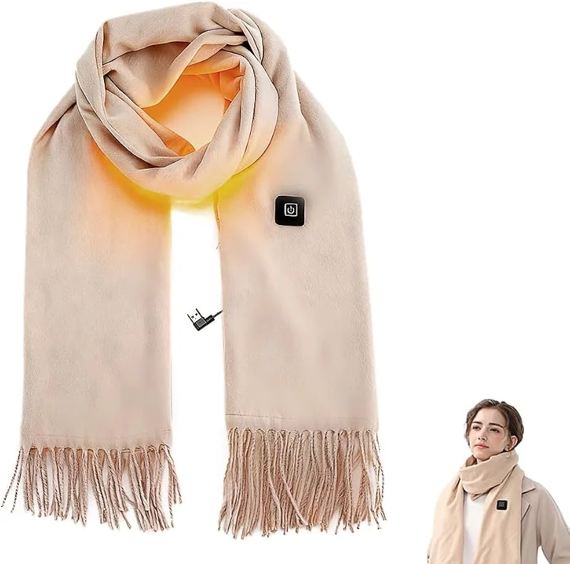 Sciarpa riscaldata per uomo e donna, con ricarica USB, scaldacollo riscaldato, scaldacollo elettrico con 3 livelli di temperatura regolabile, scaldacollo per autunno-inverno cappotto vestito — Abbigliamento riscaldato