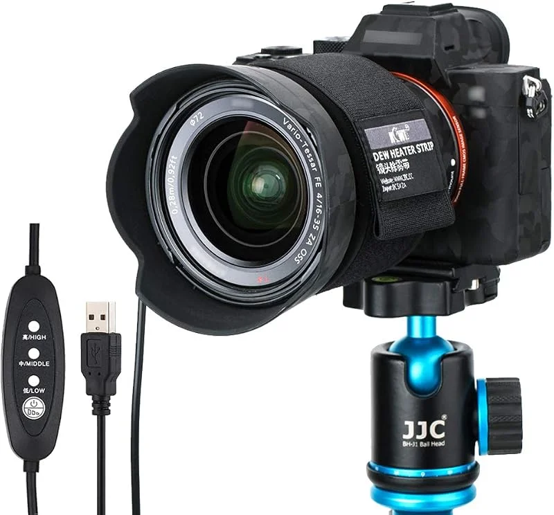 KIWIFOTOS Striscia riscaldante per lenti con regolatore di temperatura per obiettivi universali per fotocamera, telescopi oculari, riscaldamento, rimozione rugiada — Abbigliamento riscaldato