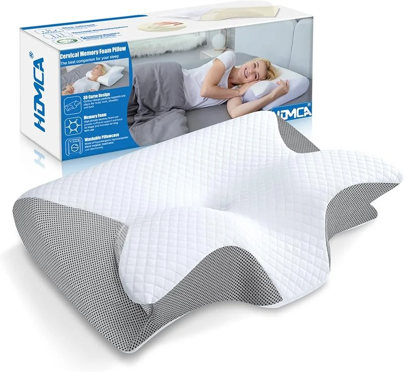 HOMCA Cuscino 2 in 1 Memory Foam Ergonomico per Dormire, Grigio — Abbigliamento riscaldato