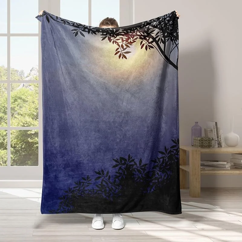 Luna Coperta di Flanella 220x240cm, Albero Blanket Morbido Caldo e Confortevole, Modello di Copert con Stampa 3D, Adatto a Tutte le Stagioni — Riscaldamento