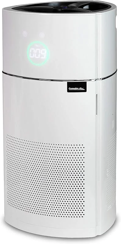 Comedes Lavaero 900 - Purificatore d'aria moderno a 5 livelli con carbone attivo, filtro H13 HEPA e ionizzatore, CADR 380 m³, h, sensore di qualità dell'aria (PM2.5), ideale per chi soffre di allergie — Umidificatore