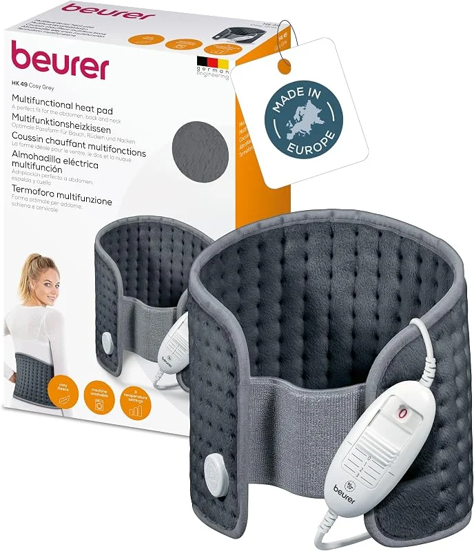 Beurer HK 49 Cosy Termoforo per Schiena, Addome e Cervicale con Elastico a Fissaggio facile, 3 Livelli di Temperatura Illuminati, Riscaldamento rapido