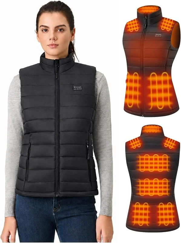 Gilet Riscaldato Donna con Batteria Inclusa 16000mah 7.4v, Leggero Gilet Donna Riscaldato per Sci, Motociclismo e Attività All'aperto Caccia — Abbigliamento riscaldato