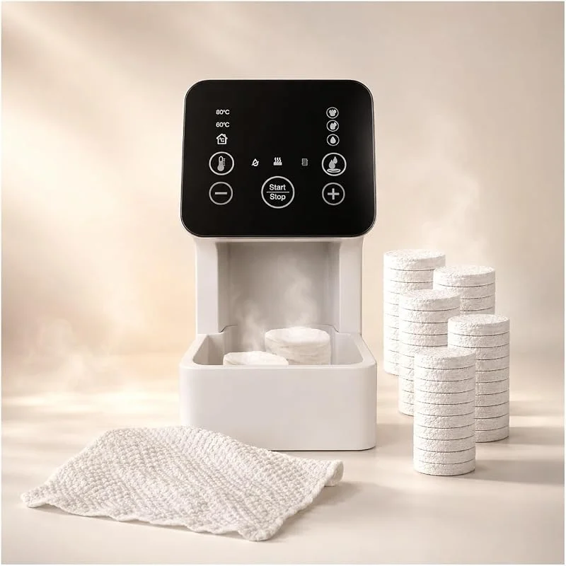 MMOBIEL Macchina Scaldasalviette Dispenser Automatico Asciugamani Caldi con 50 Asciugamani Compressi USA e Getta – Temperatura e umidità Regolabili – Scaldasalviette per Spa, Salone e Casa — Riscaldamento