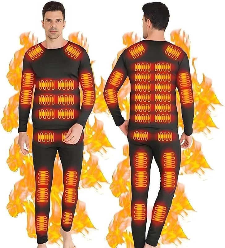 Biancheria intima termica riscaldata per uomo donna USB 42 zone intelligente termiche riscaldate top e pantaloni riscaldati set & XS-4XL — Abbigliamento riscaldato