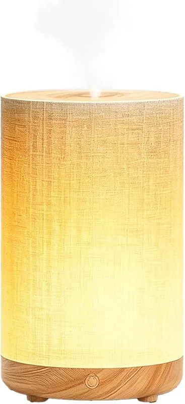 Mini diffusore di aromi da 120 ml, diffusore di oli essenziali, umidificatore a ultrasuoni, con rivestimento in tessuto, luce notturna a LED, funzionamento elettrico, spegnimento automatico, senza BPA
