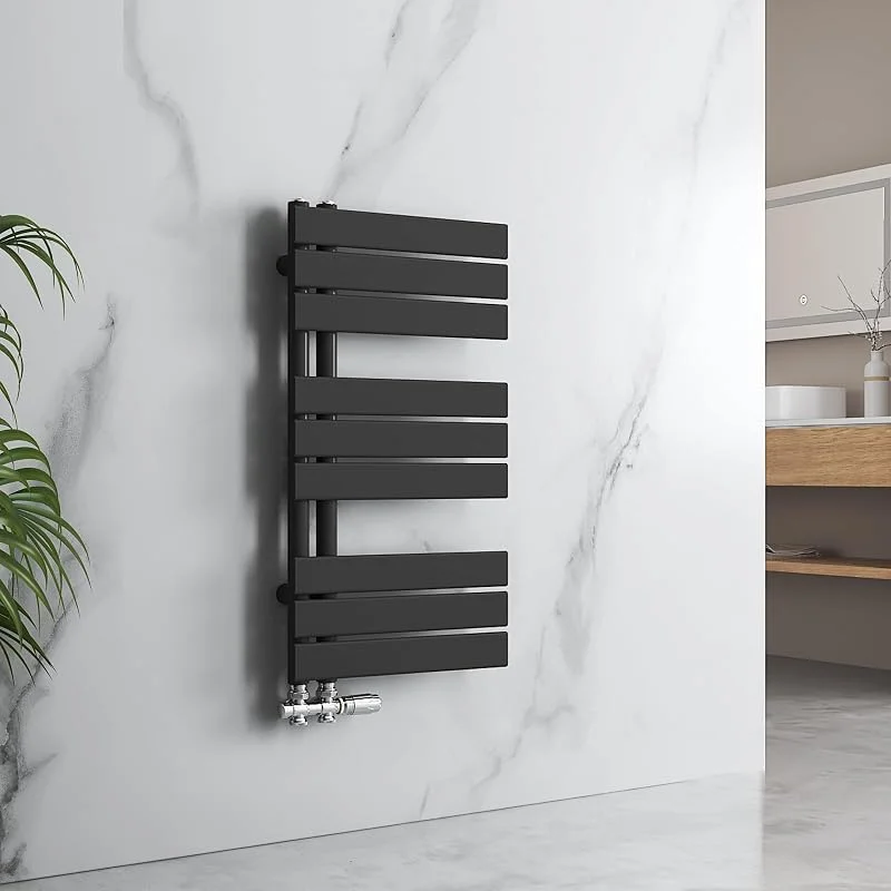 EMKE Scaldasalviette da bagno, 762 x 400 mm, Scaldasalviette con allacciamento laterale, scaldasalviette, radiatore da bagno, riscaldatore per asciugamani, colore nero 342 W — Riscaldamento