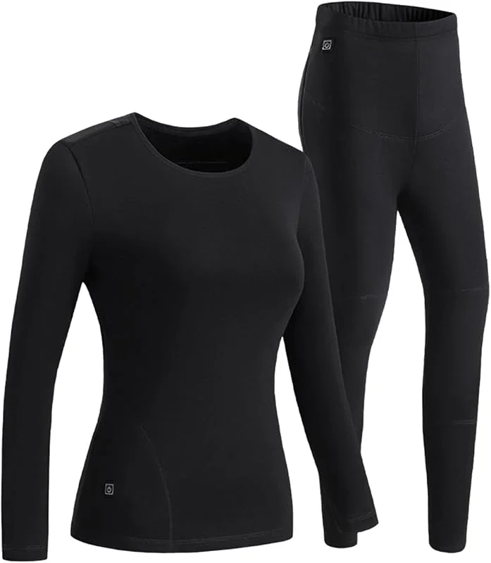 Generisch Set di biancheria intima termica USB da donna, invernale, peluche, cotone, 11 zone di riscaldamento, resistente al freddo, coppia di biancheria intima termica intelligente — Abbigliamento riscaldato