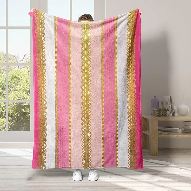 Moderno Coperta di Flanella 220x240cm, Banda Blanket Morbido Caldo e Confortevole, Modello di Copert con Stampa 3D, Adatto a Tutte le Stagioni — Riscaldamento