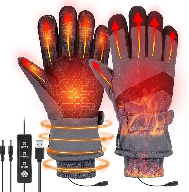 Guanti Riscaldati per Uomini e Donne, USB Guanti Invernali Impermeabile 3 Livelli di Riscaldamento da Ciclismo Moto Caldi per Escursioni, Snowboard, Sport Invernali all'aperto — Abbigliamento riscaldato
