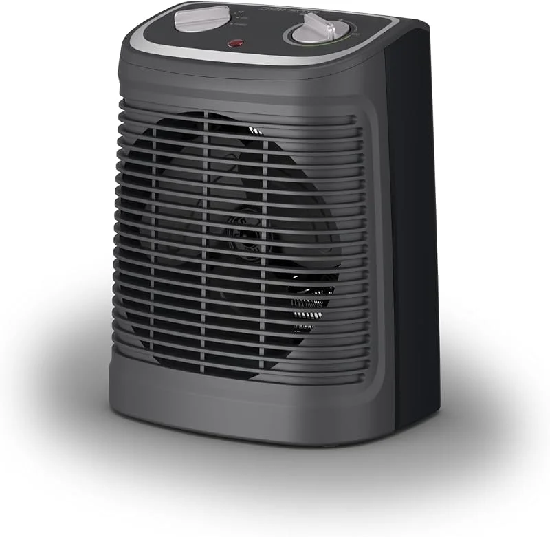 Rowenta Instant Comfort Compact, Termoventilatore, Due livelli di potenza, 2 velocità di riscaldamento, Silenzioso, Facile da trasportare, 44 dB(A), Grigio, Nero, SO2330