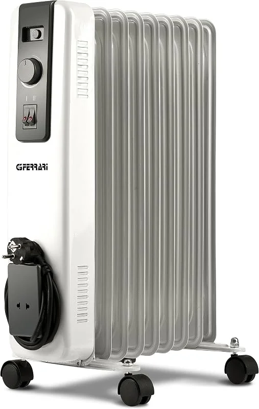 G3 Ferrari G60027 Radiatore ad Olio, 9 elementi riscaldanti, Eco, Bianco — Riscaldamento