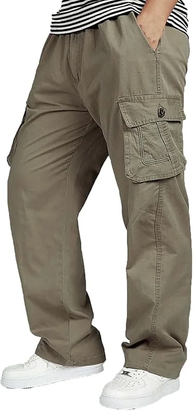 Pantaloni cargo da uomo taglie forti, vestibilità ampia, pantaloni da lavoro dritti, casual, tattici, da combattimento, esercito, con multi tasca, pantaloni da esterno resistenti e pratici, quattro — Abbigliamento riscaldato