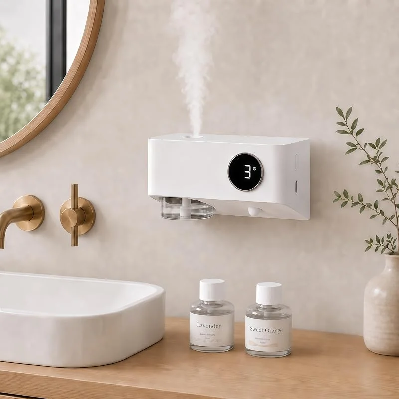Diffusore di Oli Essenziali Senza Acqua con Sensore di Movimento, Luce Notturna e Timer, Da Tavolo o a Parete, Diffusore Profumo Ambiente con 80ml, per Bagno Camera Corridoio（Lavanda & Arancia） — Casa e cucina