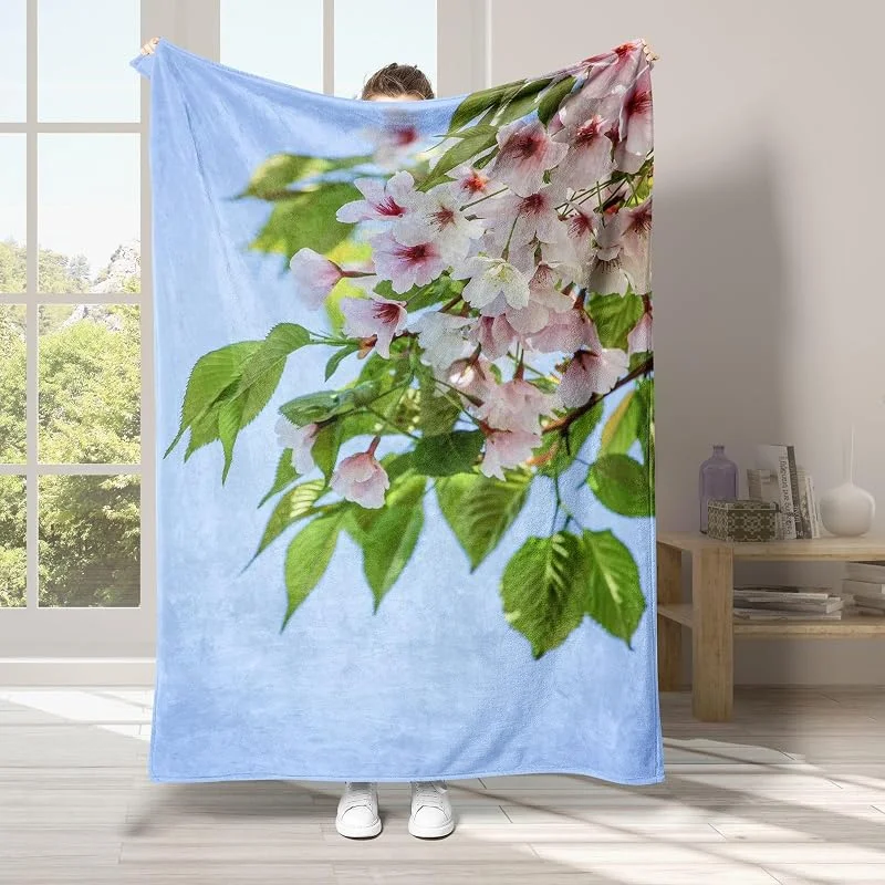Foglia Coperta di Flanella 220x240cm, Fiori Blanket Morbido Caldo e Confortevole, Modello di Copert con Stampa 3D, Adatto a Tutte le Stagioni — Riscaldamento