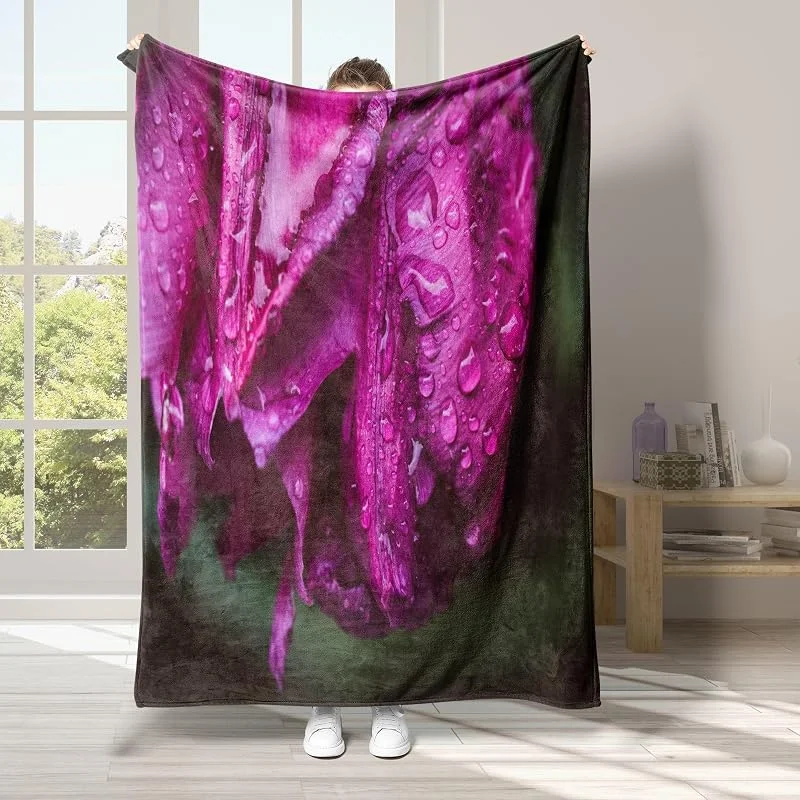 Rugiada Coperta di Flanella 220x240cm, Petalo Blanket Morbido Caldo e Confortevole, Modello di Copert con Stampa 3D, Adatto a Tutte le Stagioni — Riscaldamento