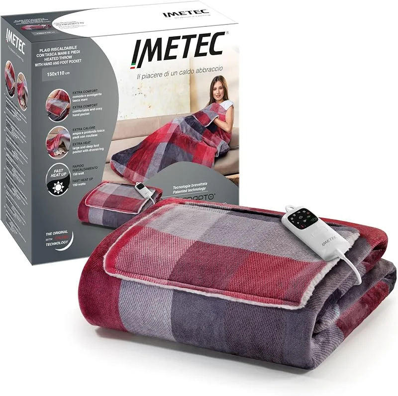 Imetec CaldoPlaid Velvet Tartan – Coperta riscaldante 150x110 cm — Riscaldamento