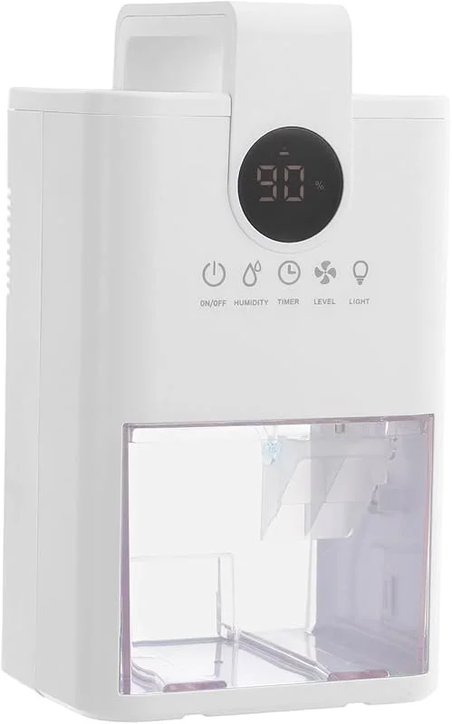 Deumidificatore da tavolo, 1 l, LED, portatile, elettrico, per interni, 22, 5 W, deumidificatore 6H, 12H, 24H, per appartamento, bagno, cantina