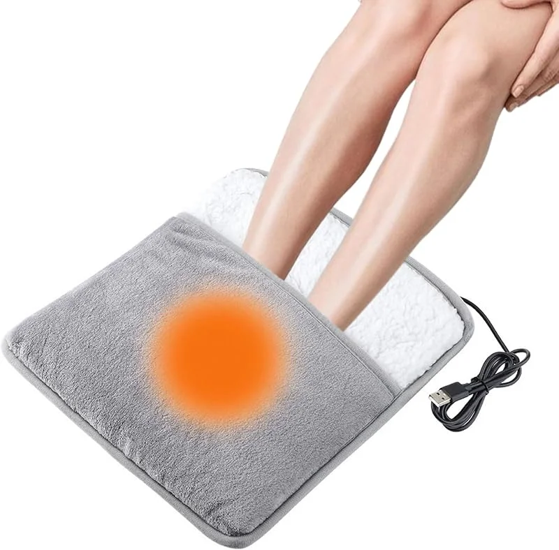 Scaldapiedi, Tappetino Riscaldante, Scalda Piedi Casa USB, Scaldapiedi Estremamente Morbido, per Piede, Schiena e Corpo Intero, per Donne Uomini, 29x29cm(Grigio) — Riscaldamento