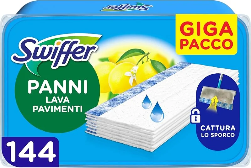 Swiffer Wet Lavapavimenti, Adatto a Tutti i Pavimenti, 144 Panni Umidi — Riscaldamento