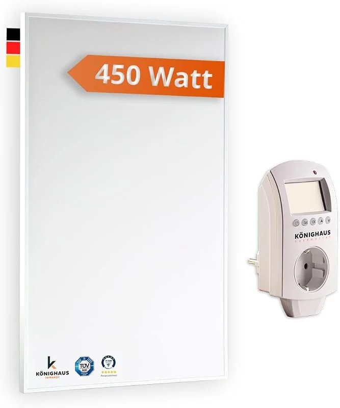 Pannello riscaldante a infrarossi Könighaus 450 W - termostato - 5-12 m² — Riscaldamento