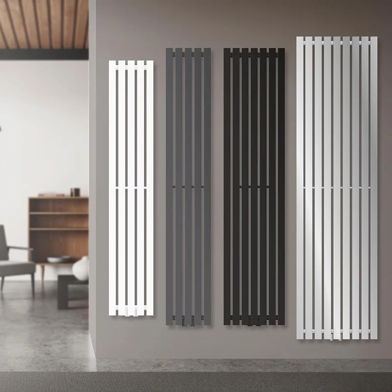 ECD Germany Radiatore a Pannello Design Stella Attacco Centrale 260 x 1400 mm Bianco con Set di Connessioni Universali Termostato Termosifone Verticale con Montaggio a Parete Riscaldamento per Bagno