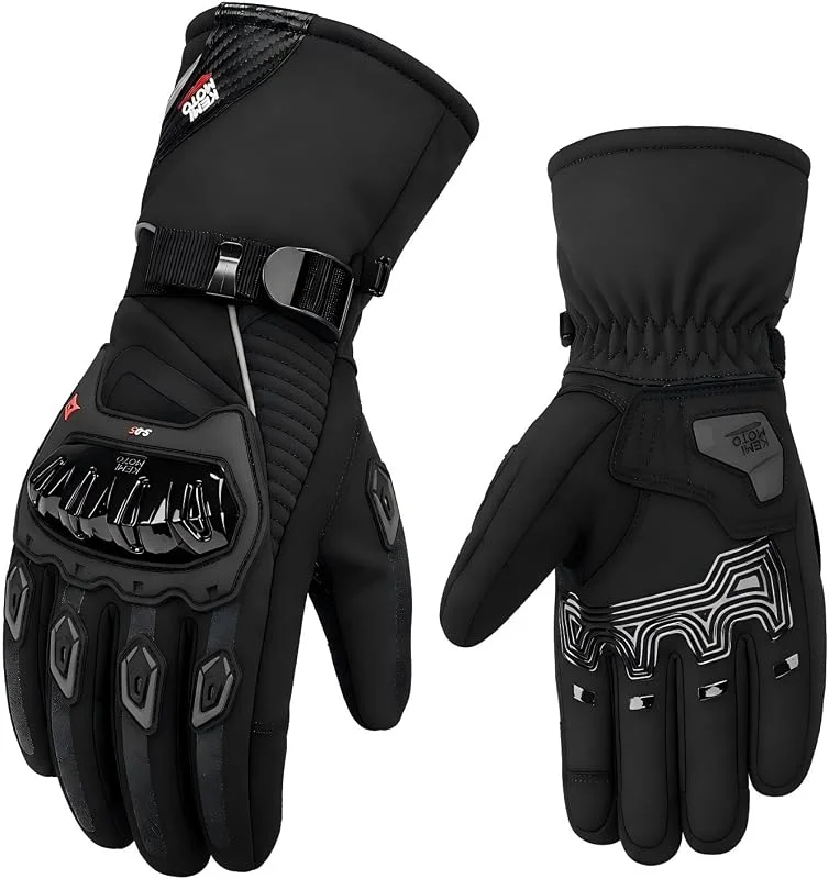 KEMIMOTO Guanti Moto Invernali, Guanti da Moto Termici Uomo Donna con Touch Screen e Impermeabile Protezione, Adatti da 0°C a 5°C, Ideali per Motociclismo a Ciclismo — Abbigliamento riscaldato
