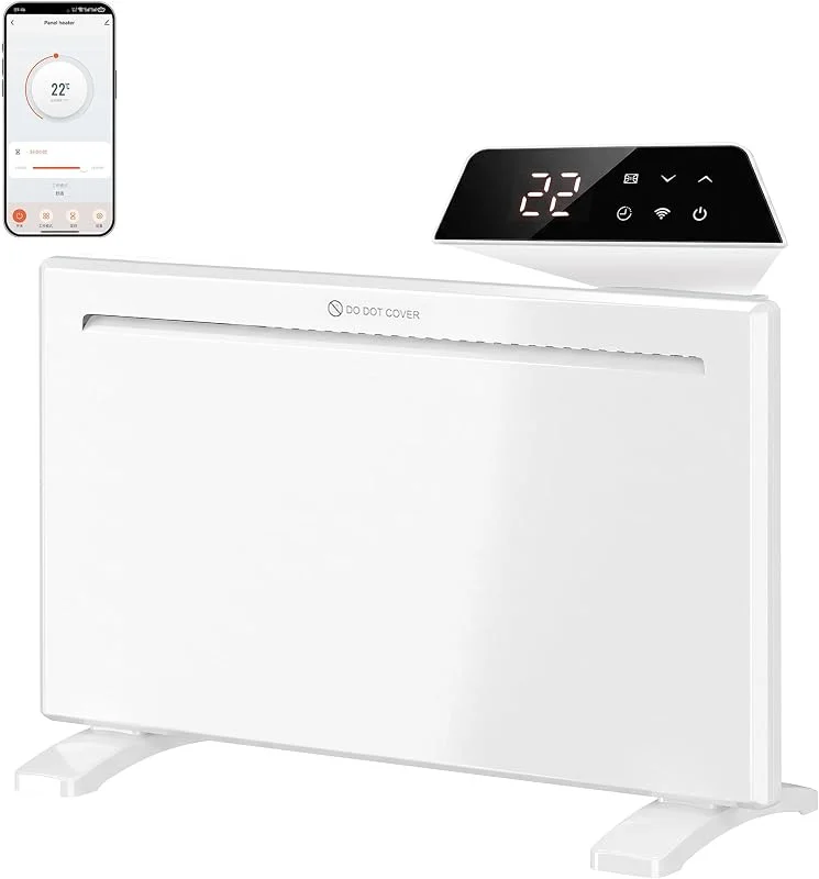 HOMCOM Stufa Elettrica Basso Consumo 1500W da Parete e Terra, WIFI, Bianco — Riscaldamento