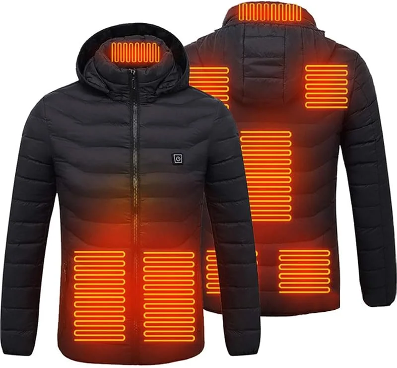 Giacca riscaldata per uomo e donna, felpa con cappuccio invernale a 8 zone, unisex, alimentata tramite USB, per attività all'aperto, pesca e campeggio — Abbigliamento riscaldato
