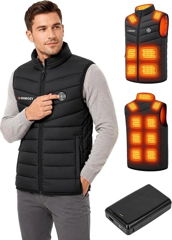 Gokozy Gilet riscaldato da uomo, 15 zone di riscaldamento — Abbigliamento riscaldato