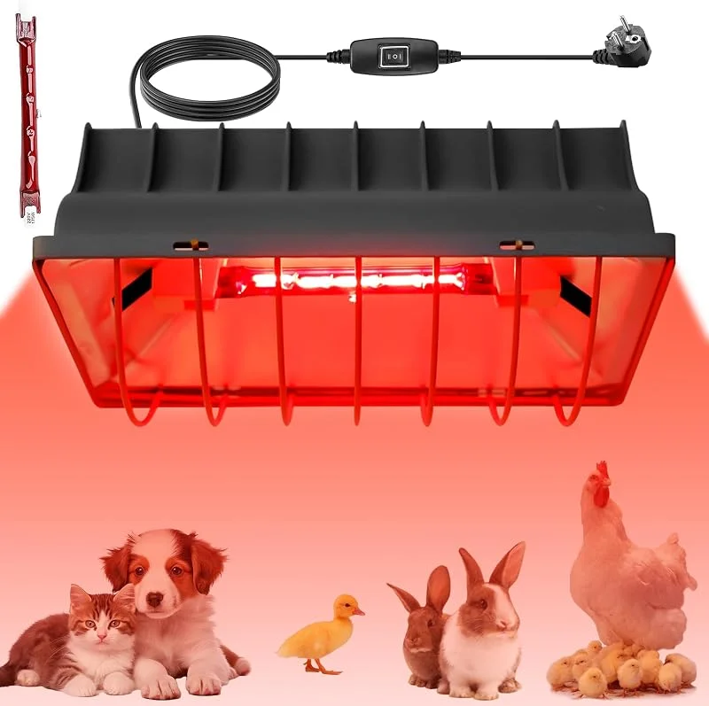 Lampada a calore da 1, 8 metri, riscaldatore con spina EU, lampada a luce rossa con interruttore, lampada a calore per animali, lampada riscaldante per pollaio, lampada a infrarossi per pulcini — Riscaldamento